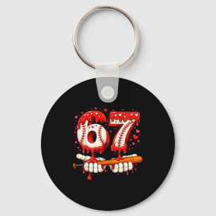 Baseball 67 Ice Cream Drip Six Seven Boys Fun Meme Keychain