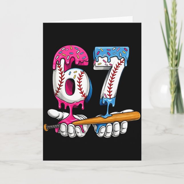 Baseball 67 Ice Cream Drip Six Seven Boys Funny Me Card (Front)