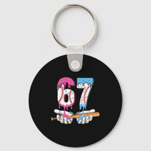 Baseball 67 Ice Cream Drip Six Seven Boys Funny Me Keychain