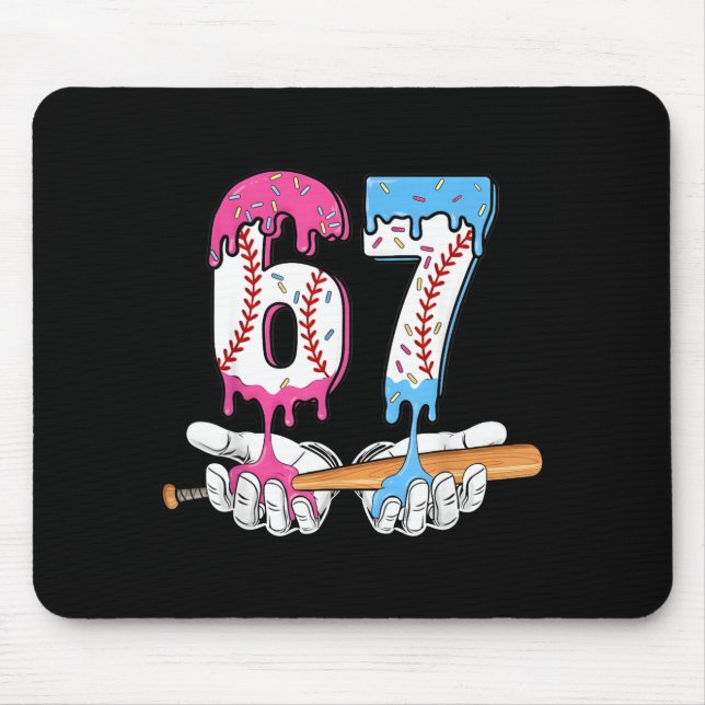 Baseball 67 Ice Cream Drip Six Seven Boys Funny Me Mouse Pad (Front)