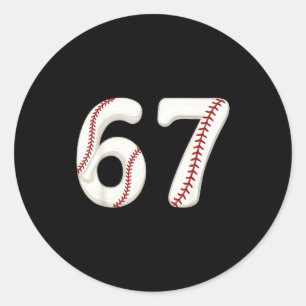 Baseball 67 Number Funny Six Seven Gen Alpha Meme  Classic Round Sticker
