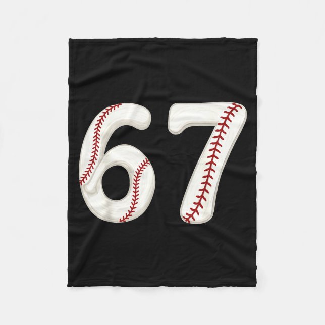 Baseball 67 Number Funny Six Seven Gen Alpha Meme  Fleece Blanket (Front)