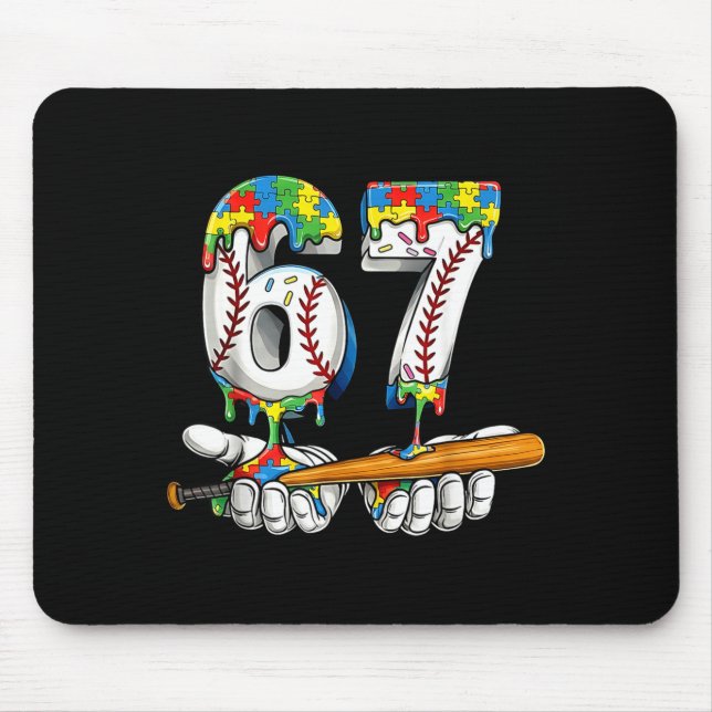 Baseball 67 puzzle drip six seven meme boys autism mouse pad (Front)