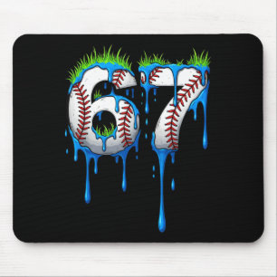 Baseball 67 Six Seven Funny Gen Alpha Meme Blue Dr Mouse Pad