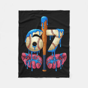 Baseball 67 Six Seven Funny Gen Alpha Meme Drip  Fleece Blanket