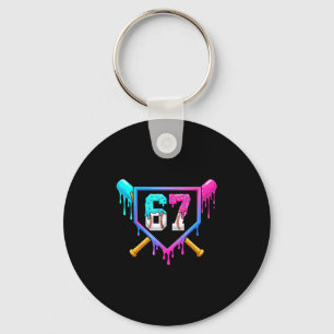 Baseball 67 six seven meme funny 6-7 drip baseball keychain