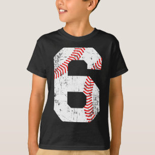 Baseball 6 Jersey Number T Shirt