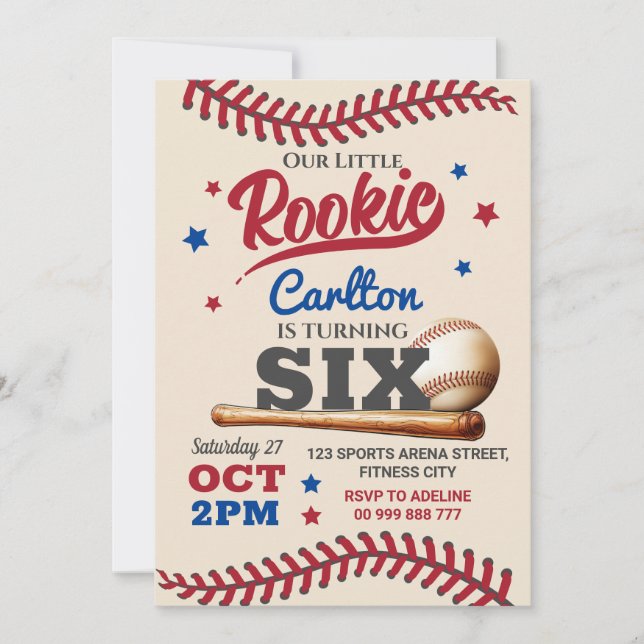Baseball 6e Invitation anniversaire (Devant)