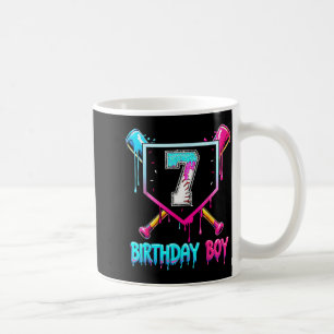 Baseball 7 Year Old Bday Boy Ice Cream Drip 7th Bi Coffee Mug