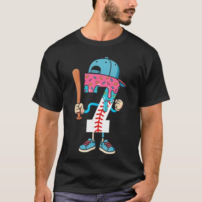 Baseball 7 Year Old Ice Cream Drip 7th Birthday Bo T-Shirt (Front)