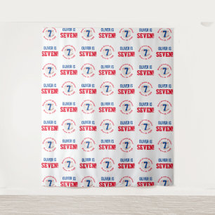 Baseball 7th Birthday Boys Step Repeat Backdrop Tapestry