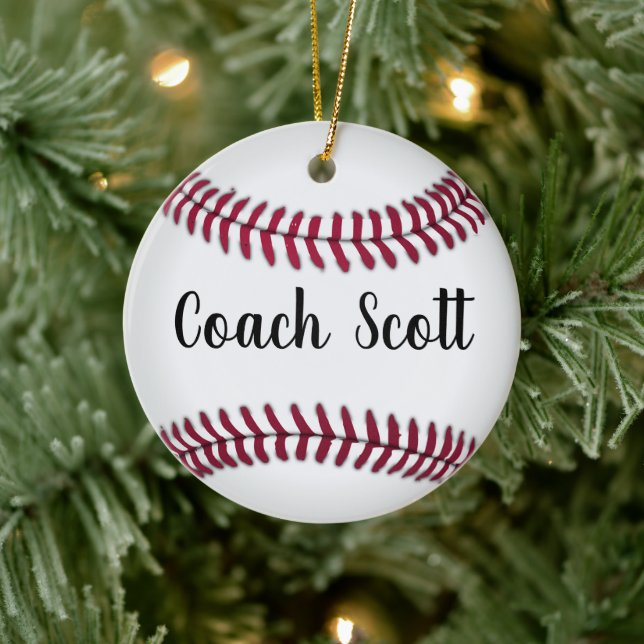 baseball a truly amazing coach is hard to find cer ceramic ornament (Tree)