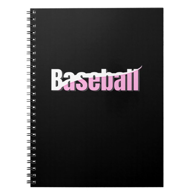 Baseball Abstract Swish - Girly Word Art Notebook (Front)