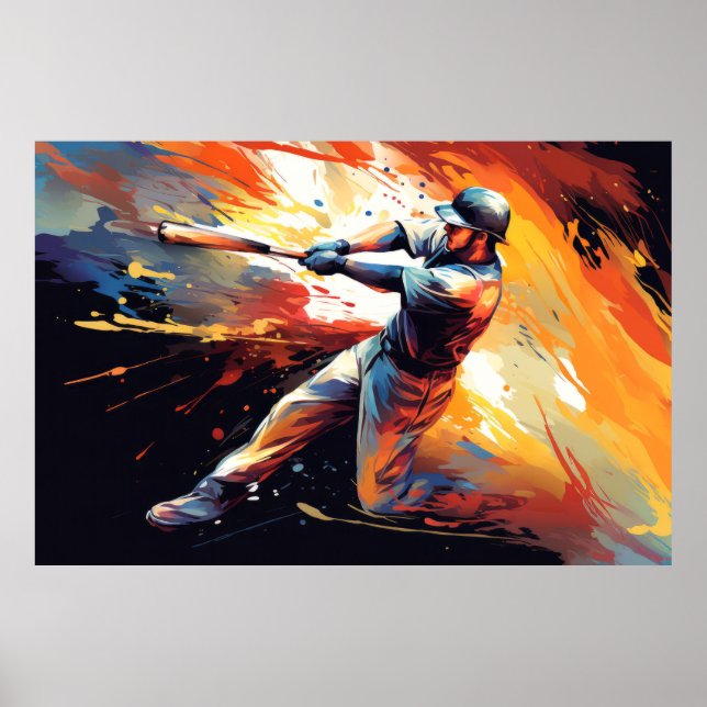 Baseball Action Sport Painting Abstract Art Decor (Front)