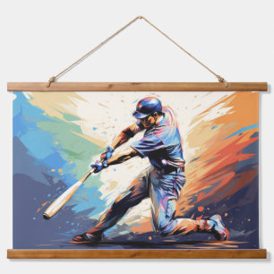 Baseball Action Sport Painting Abstract Art Decor Hanging Tapestry