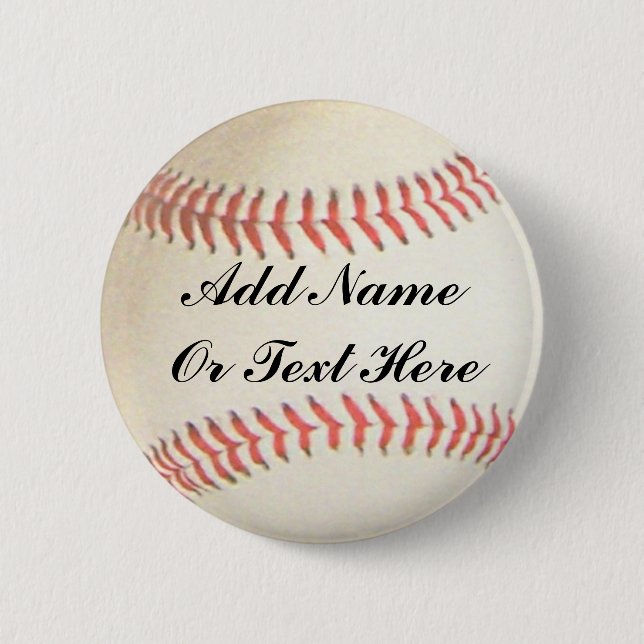 BASEBALL ADD NAME OR TEXT HERE-BUTTON 2 INCH ROUND BUTTON (Front)
