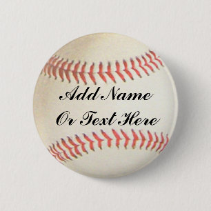 BASEBALL ADD NAME OR TEXT HERE-BUTTON 2 INCH ROUND BUTTON