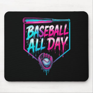 Baseball All Day Ice Cream Dripping Baseball Home  Mouse Pad