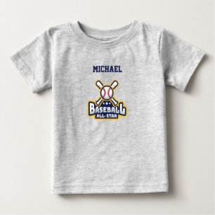 Baseball All-Star Ball & Bat Personalized Baby T-Shirt