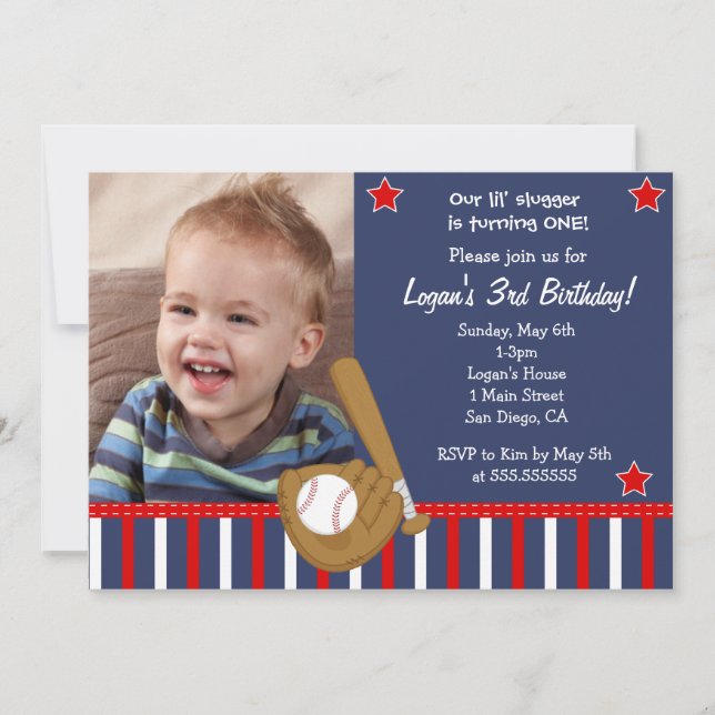 Baseball All Star Birthday Invitations (Front)