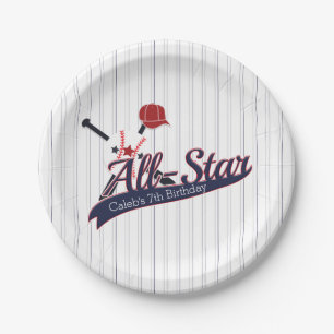 Baseball ALL-STAR Sports Custom Personalized Paper Plate