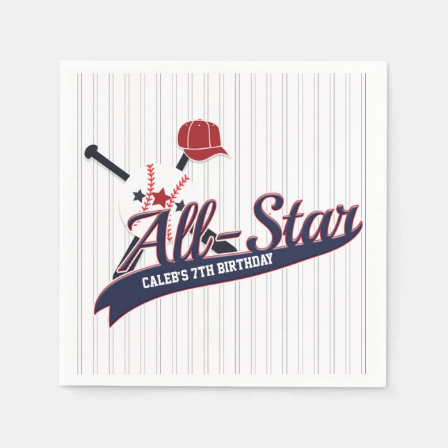 Baseball ALL-STAR Sports Custom Personalized Party Napkin (Front)