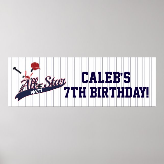 Baseball ALL-STAR Sports Custom Personalized Party Poster (Front)
