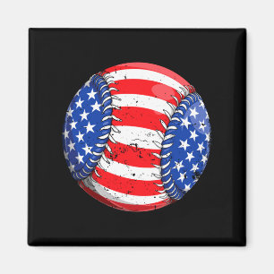 Baseball american flag 4th of july boys men retro magnet