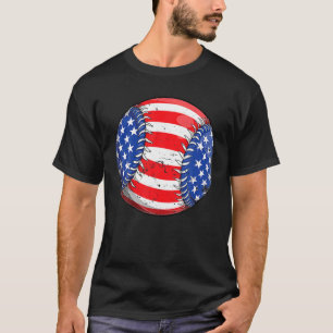 Baseball American Flag 4Th Of July T Kids Boys T-Shirt