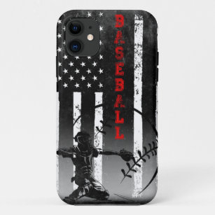 Baseball American Flag Black Art  Case-Mate iPhone Case