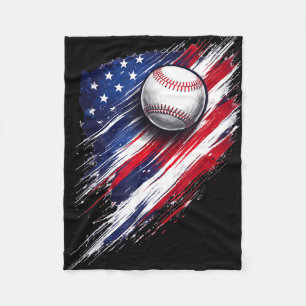 Baseball american flag boys girls men women fans fleece blanket