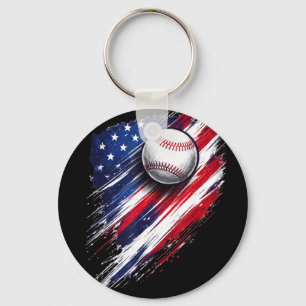 Baseball american flag boys girls men women fans  keychain
