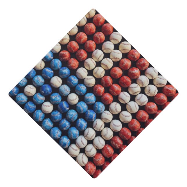 Baseball American Flag Graduation Cap Topper (Front)