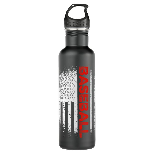Baseball American Flag Men Women Boys Baseball Lov 710 Ml Water Bottle (Front)