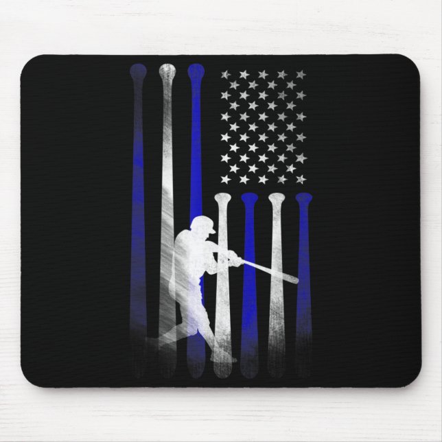 Baseball American Flag Player Flag, Dad, Mom, Kid  Mouse Pad (Front)