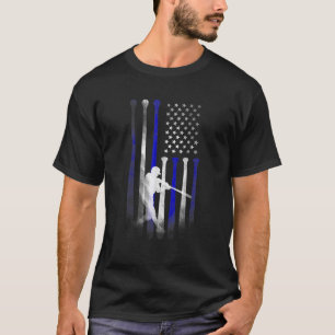 Baseball American Flag Player Flag  Dad  Mom  Kid  T-Shirt
