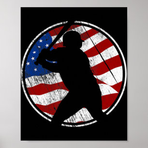 Baseball American Flag - Vintage Baseball  Poster
