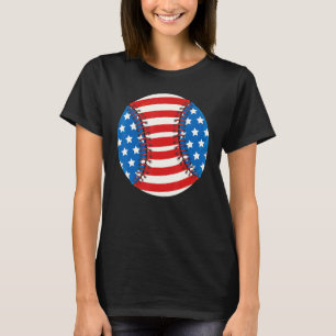 Baseball American USA flag Patriotic Retro Basebal T-Shirt