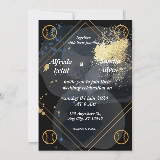 Baseball amour sport Thème Mariage Invitations (Devant)