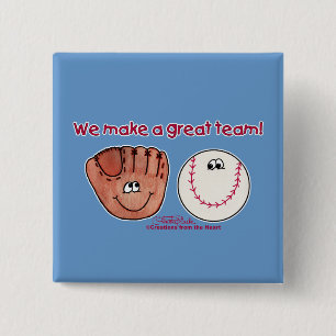 Baseball and Baseball Glove Team 2 Inch Square Button