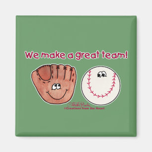 Baseball and Baseball Glove Team Magnet