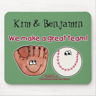 Baseball and Baseball Glove Team Mouse Pad