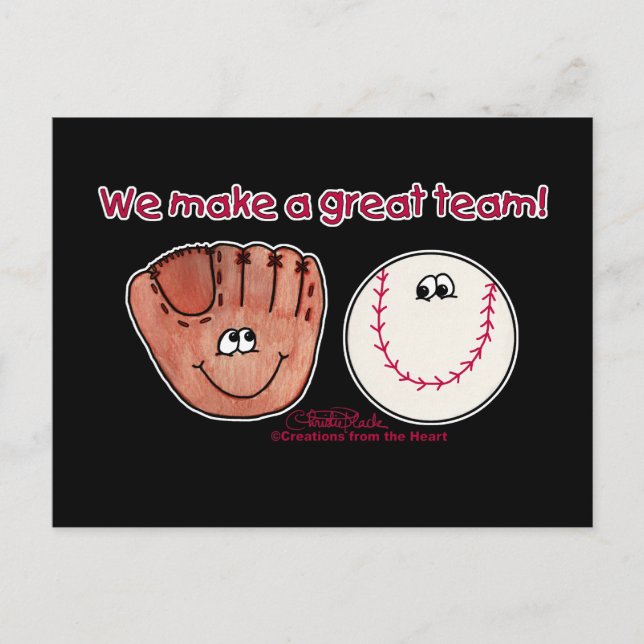 Baseball and Baseball Glove Team Postcard (Front)