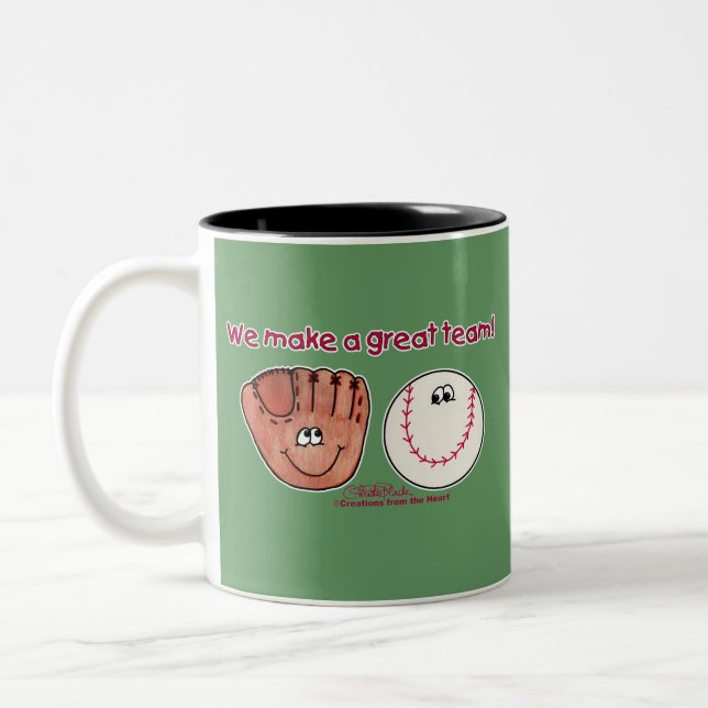 Baseball and Baseball Glove Team Two-Tone Coffee Mug (Left)