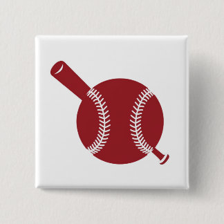 Baseball and Bat Icon 2 Inch Square Button