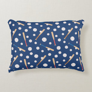 Baseball and Bat Sports Pattern Accent Pillow