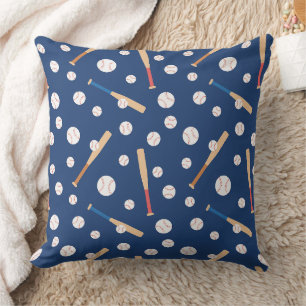 Baseball and Bat Sports Pattern Throw Pillow