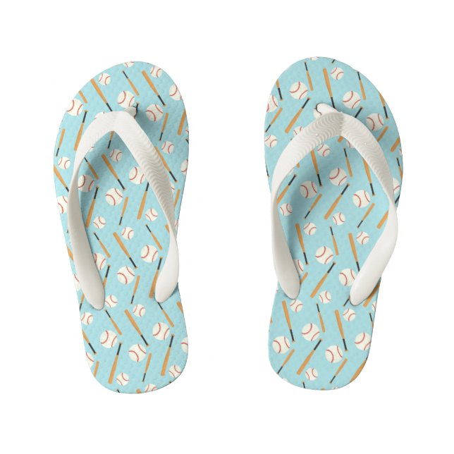 Baseball and Bats Pattern Boys  Kid's Flip Flops (Footbed)