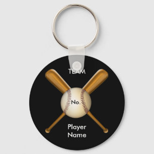 Baseball and Crossed Bats Customizable Keychain