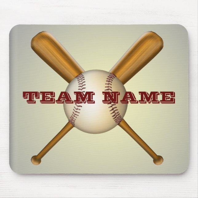 Baseball and Crossed Bats Customizable Mouse Pad (Front)